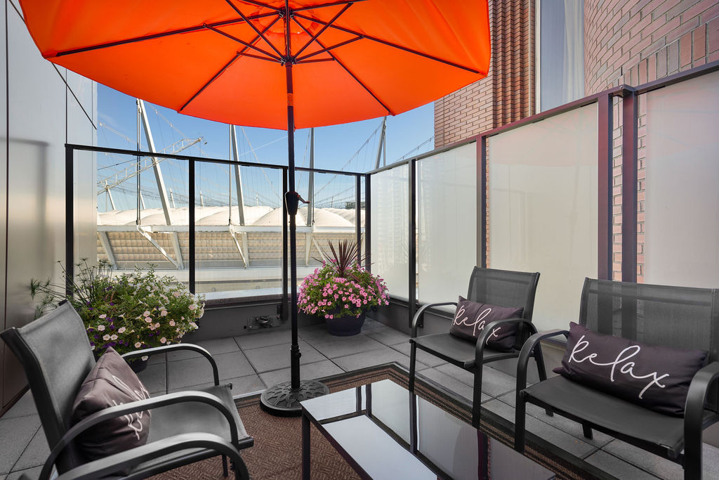 YWCA Hotel Rooftop Patio-Facing BC Place