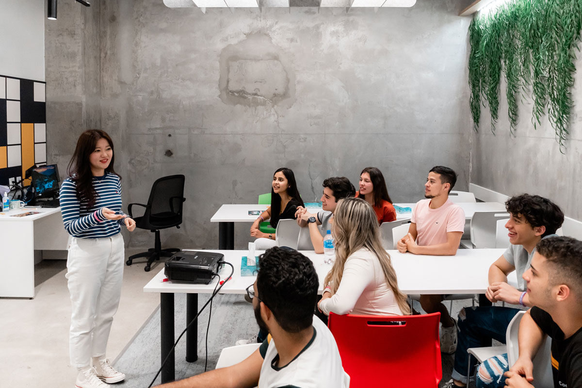 International students taking an English language course