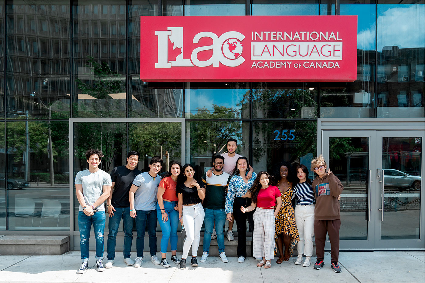 A group of international students posing in front of ILAC