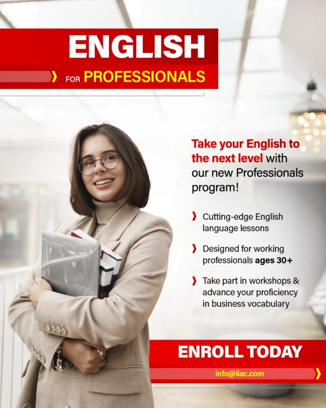 Thinking about your next career move? 👔
Want to feel more confident speaking English at work, in meetings, or with clients?

ILAC’s English for Professionals is designed for students 30+ who want to improve their business communication skills, grow their network, and enjoy life in Toronto or Vancouver 🇨🇦

✔️ Learn real-world English you’ll actually use
✔️ Meet professionals from all over the world
✔️ Enjoy tailored activities and a supportive community

📲 Link in bio for more info.